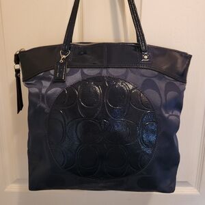 Coach Navy Blue Signature Tote
